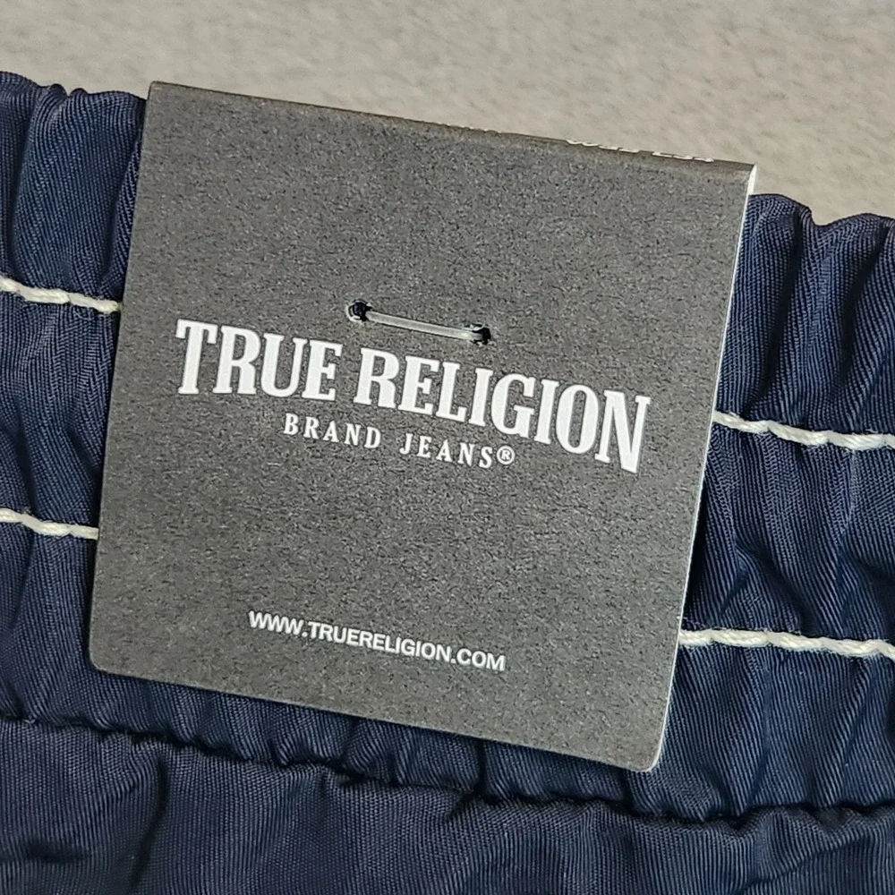 New True Religion 32 Vinny Ultra Baggy Nylon Pants Navy Blue Men's
